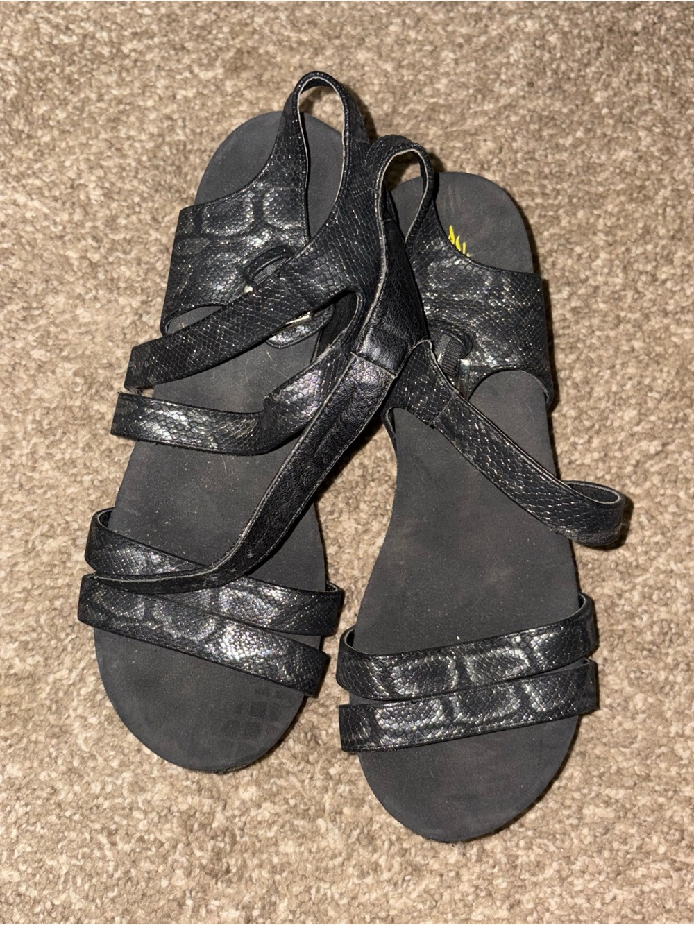 Volatile Black Textured Strappy Women's Sandals